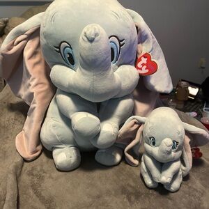 Jumbo Sized  Dumbo TY Beanie Baby w/ Matching Small Dumbo
